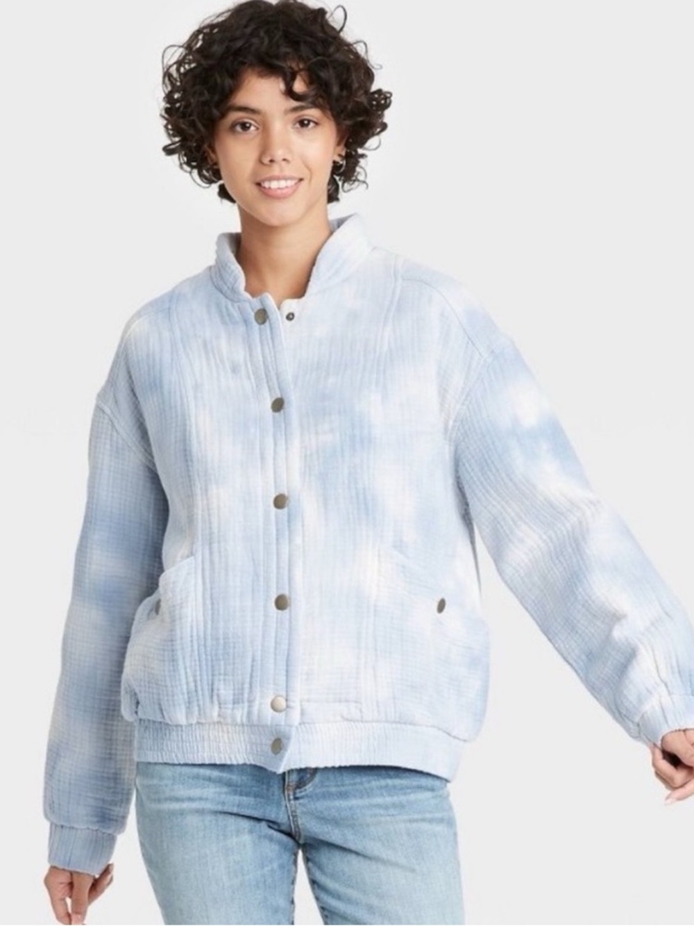 Universal Thread Light Blue Linen Button-Front Top - Picture 9 of 9